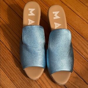Shimmering Blue Mules by M